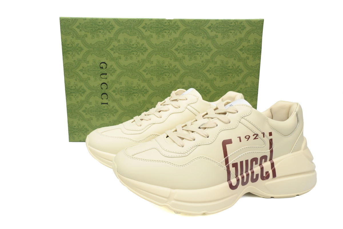 Gucci 1921 Print Rhyton Leather Round Toe Lace-up Sneaker