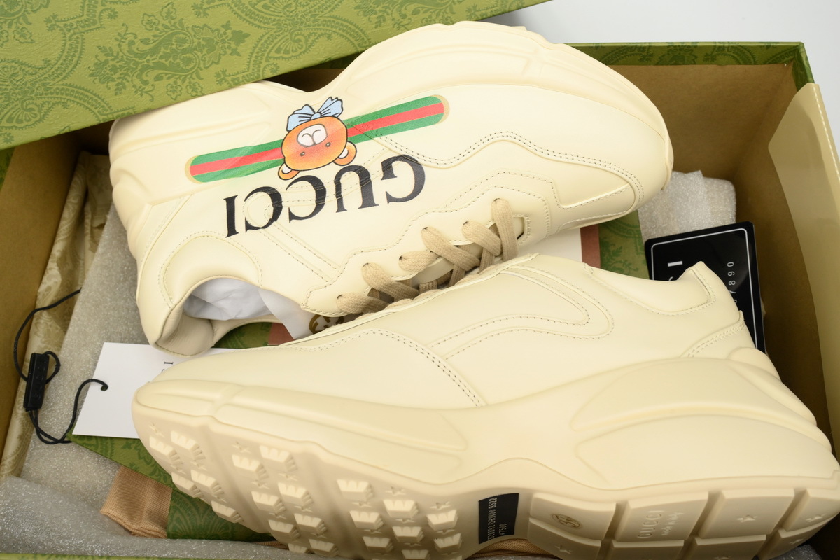 Kai x Gucci Rhyton Bear Print Round Toe Lace-up Sneaker
