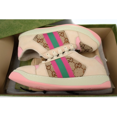 Light Pink Gucci Screener Low-top Lace-up Fashion Sneakers 02