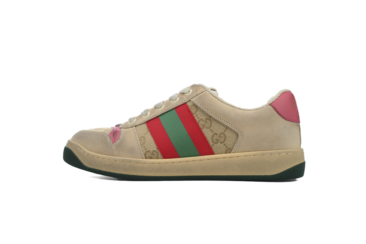 Pink Gucci Screener Low-top Lace-up Fashion Sneakers