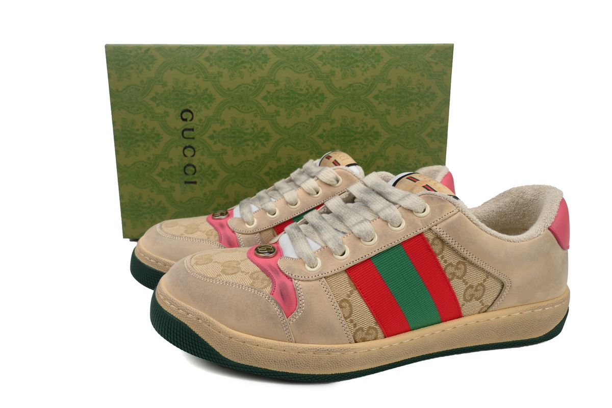 Pink Gucci Screener Low-top Lace-up Fashion Sneakers