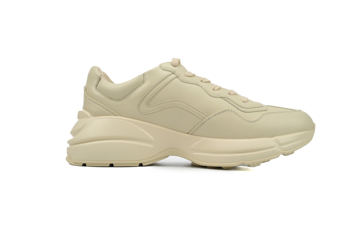Printed Beige Gucci Rhyton Leather Round Toe Lace-up Sneaker