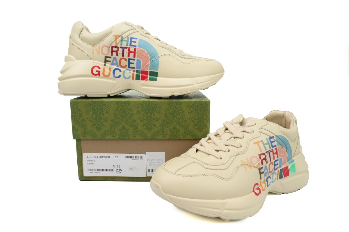 The North Face x Gucci Rhyton Leather Crossover Round Toe Lace-up Sneaker