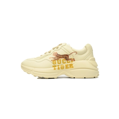Tiger Print Gucci Rhyton Leather Lunar New Year Round Toe Lace-up Sneaker 01