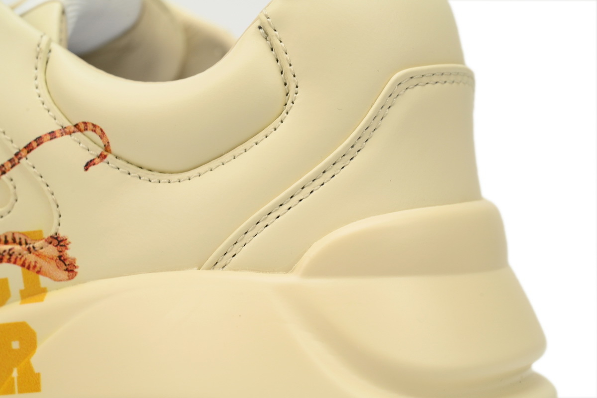 Tiger Print Gucci Rhyton Leather Lunar New Year Round Toe Lace-up Sneaker