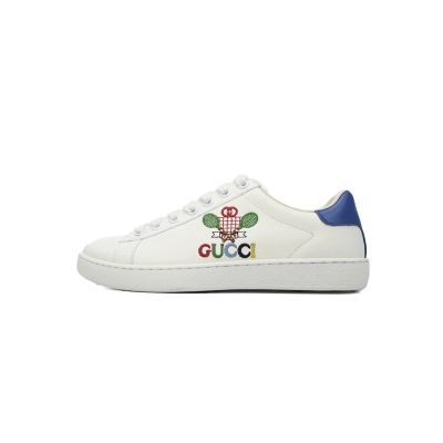 White Balloon GUCCI ACE E Leather Low-top Lace-up Fashion Sneaker 01