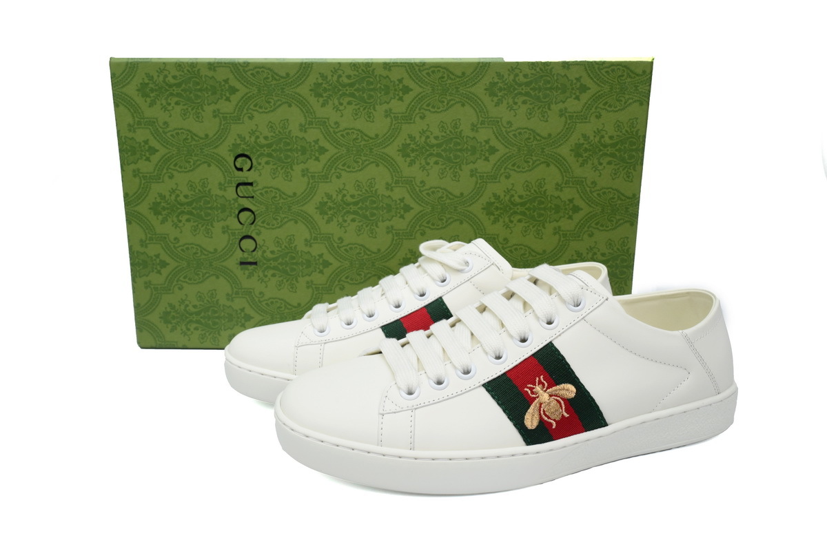 White Bee Heel GUCCI ACE E Embroidery Fashion Sneaker