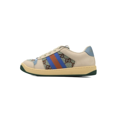 White Blue Gucci Screener Low-top Lace-up Fashion Sneakers 01