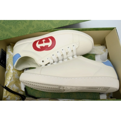White Blue Logo GUCCI ACE E Interlocking G Casual Fashion Sneaker 02