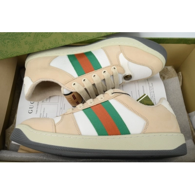 White Canvas Gucci Screener Low-top Lace-up Fashion Sneakers 02