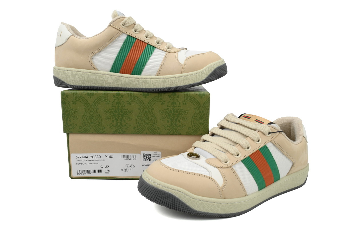 White Canvas Gucci Screener Low-top Lace-up Fashion Sneakers