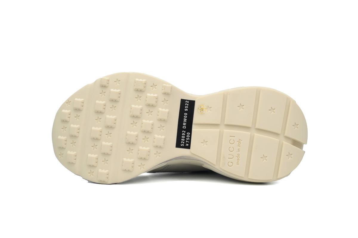 White Dirty Wash Gucci Rhyton Vintage Round Toe Lace-up Sneaker