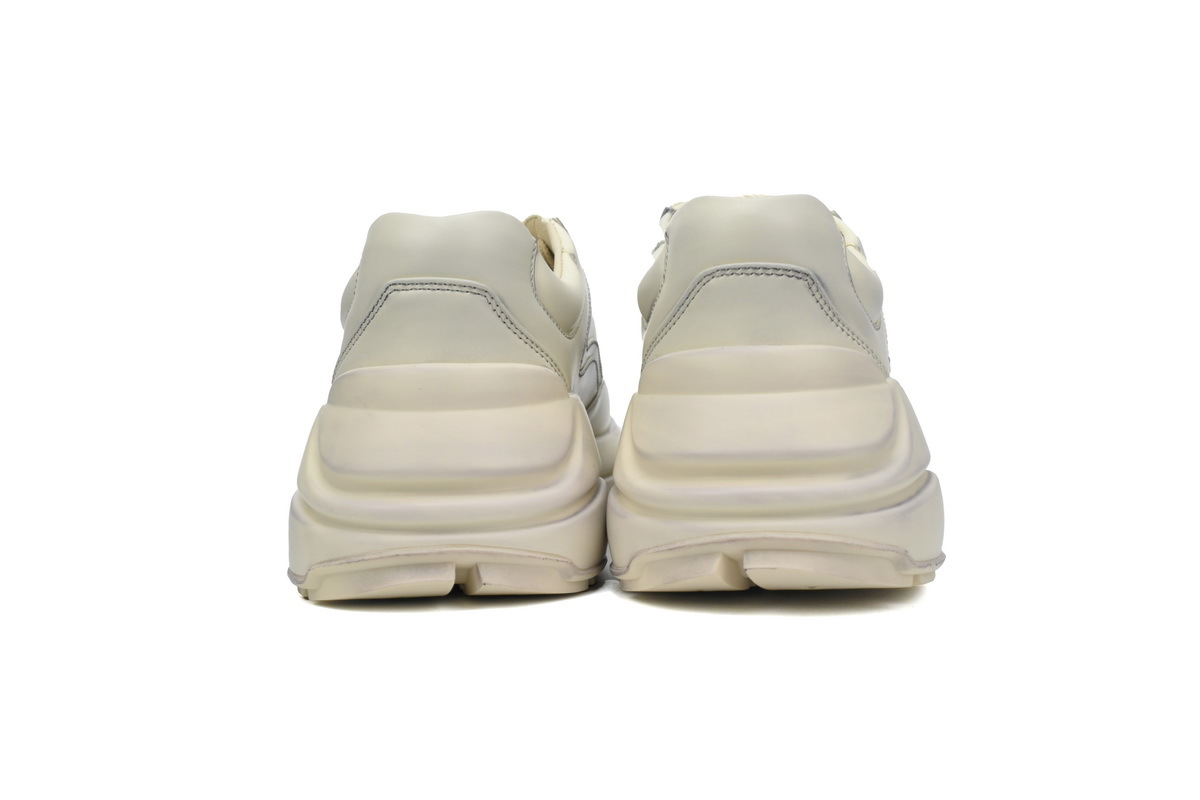 White Dirty Wash Gucci Rhyton Vintage Round Toe Lace-up Sneaker