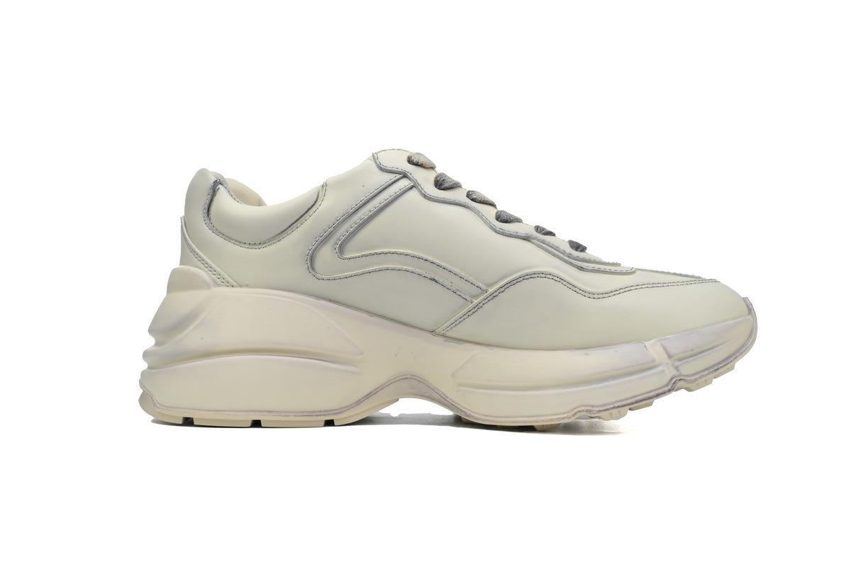 White Dirty Wash Gucci Rhyton Vintage Round Toe Lace-up Sneaker