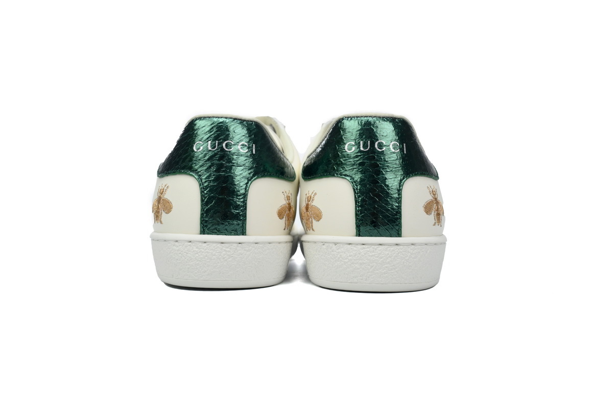White Gold Bee GUCCI ACE E Small Bee Casual Fashion Sneaker