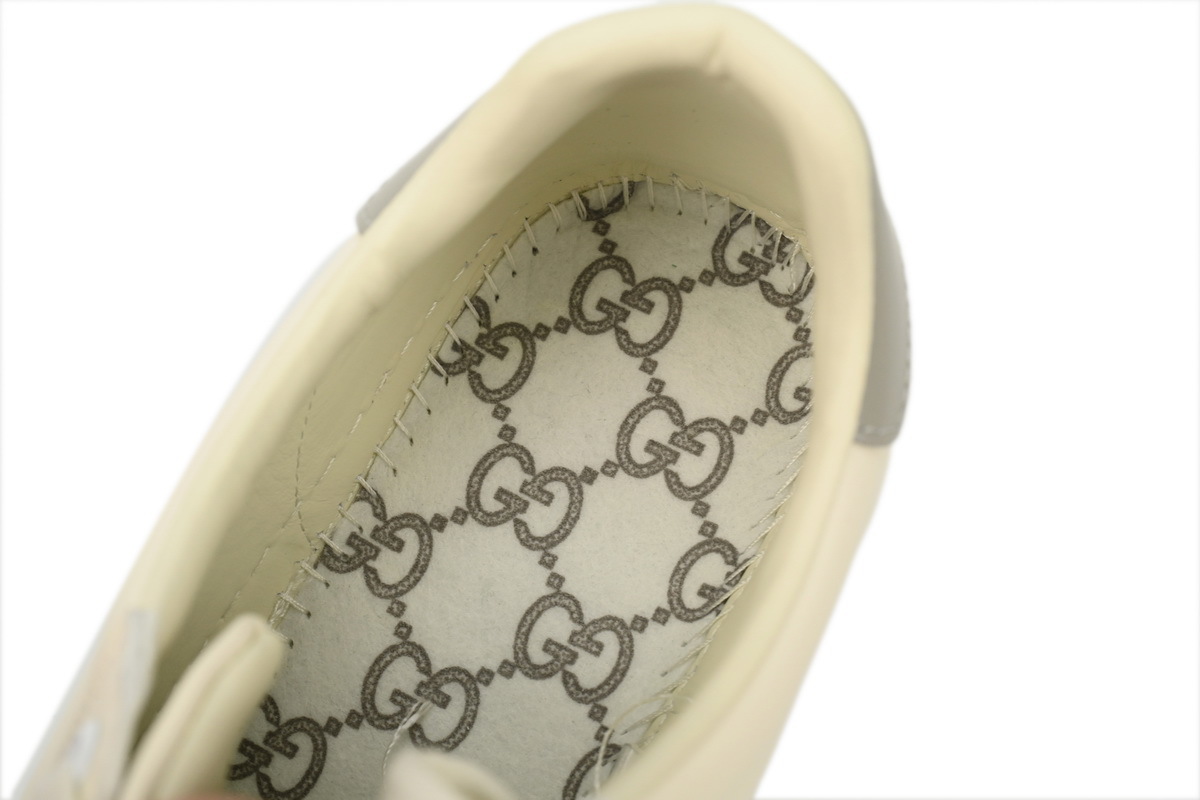 White Grey Perforated GUCCI ACE E Calfskin Interlocking G Perforated Lace Sneaker