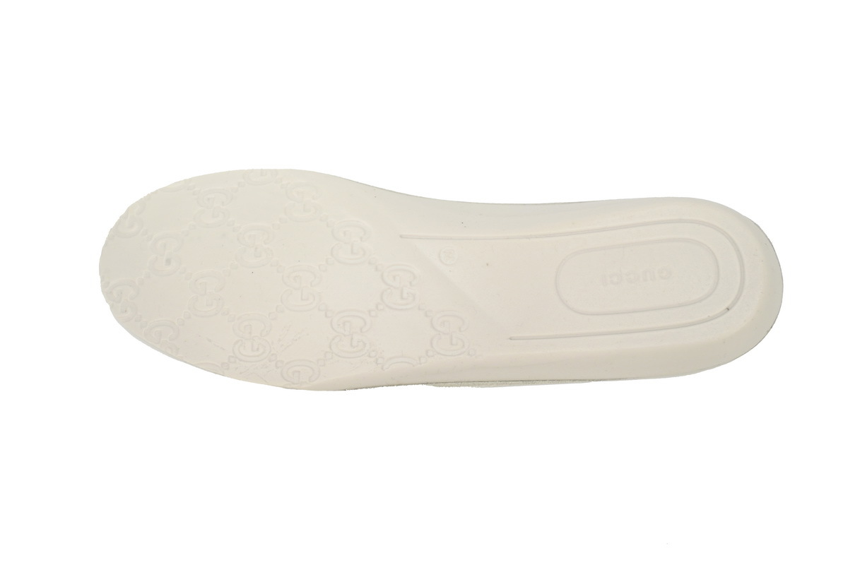 White Grey Perforated GUCCI ACE E Calfskin Interlocking G Perforated Lace Sneaker