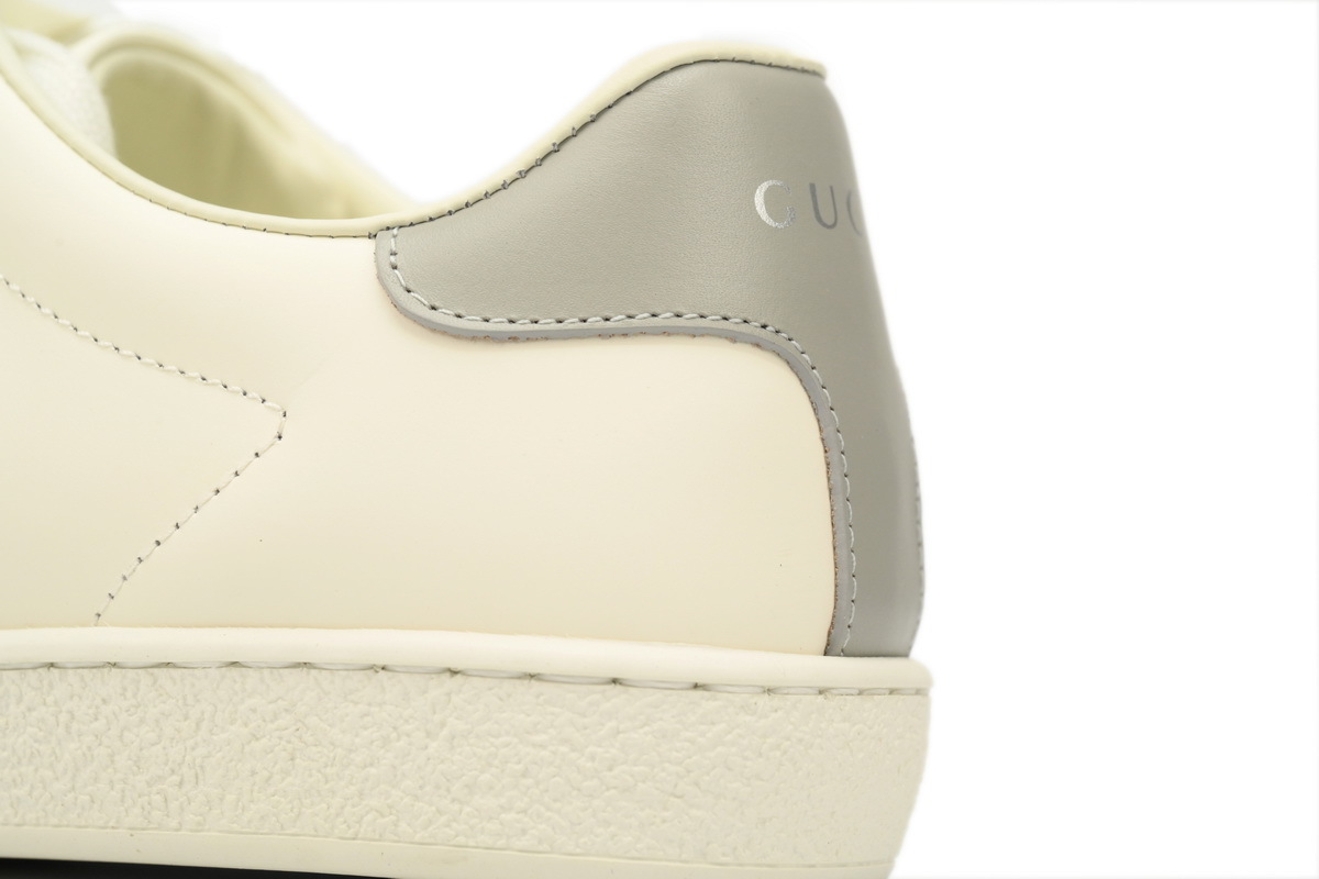 White Grey Perforated GUCCI ACE E Calfskin Interlocking G Perforated Lace Sneaker