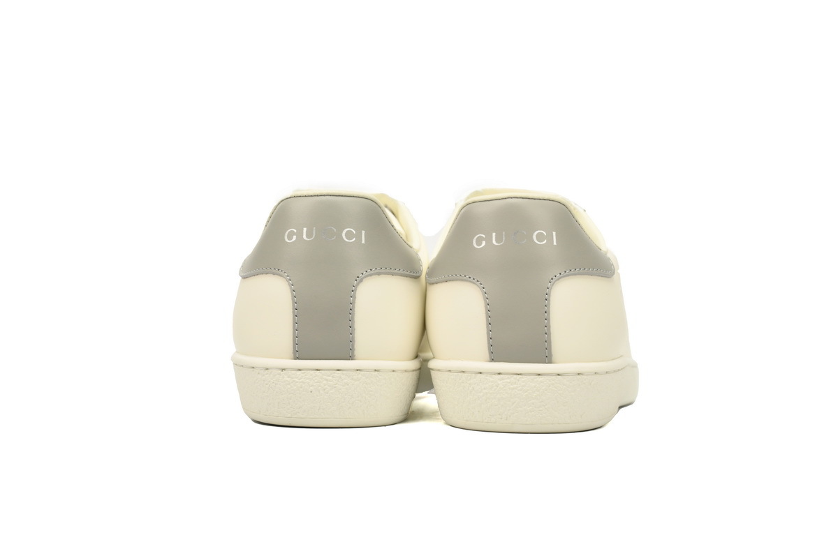 White Grey Perforated GUCCI ACE E Calfskin Interlocking G Perforated Lace Sneaker