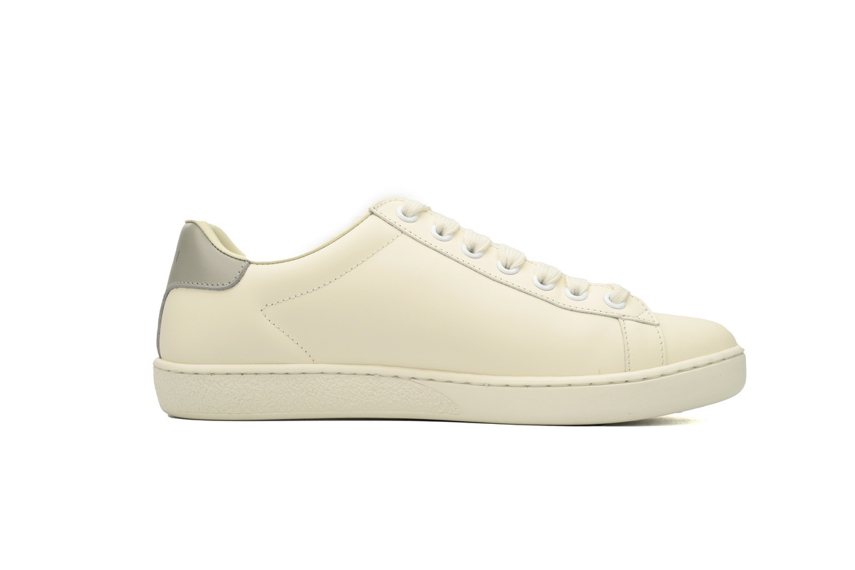 White Grey Perforated GUCCI ACE E Calfskin Interlocking G Perforated Lace Sneaker