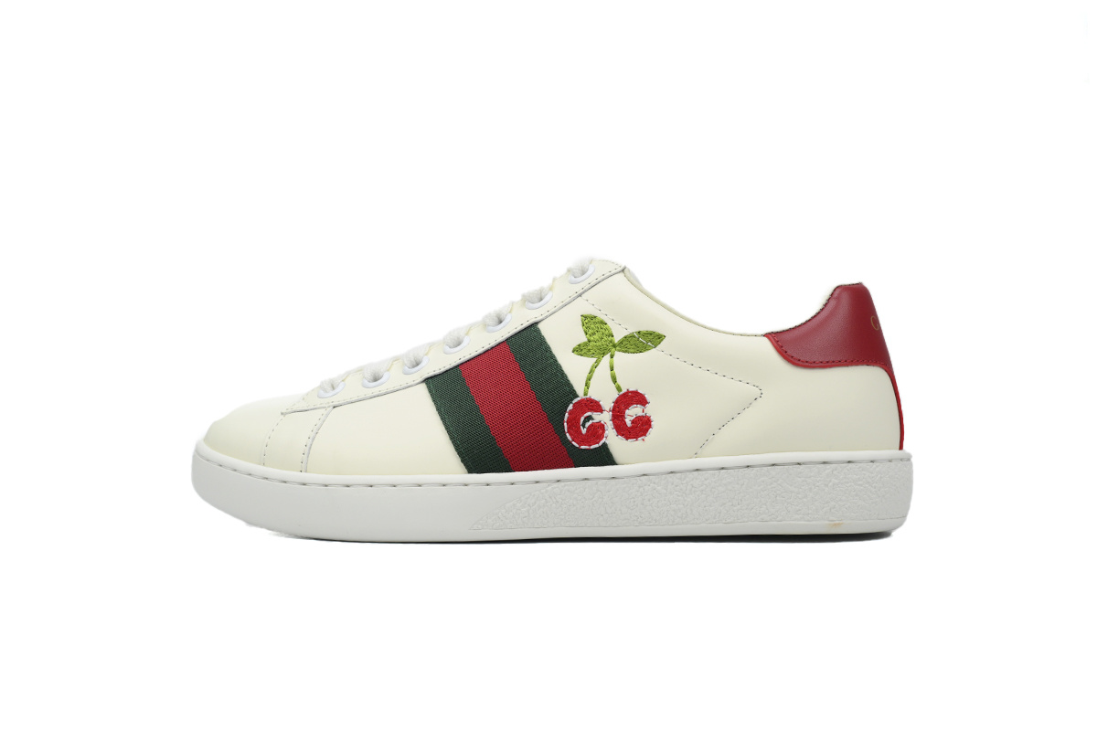 White Leaf GUCCI ACE E Cherry Pattern Fashion Sneaker