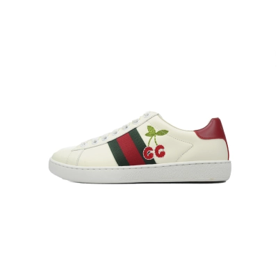 White Leaf GUCCI ACE E Cherry Pattern Fashion Sneaker 01