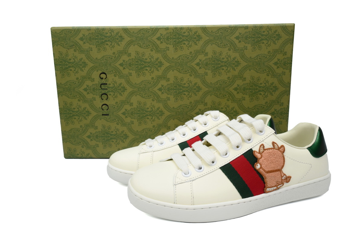 White Ox Year Limited GUCCI ACE E Doraemon Cowhide Fashion Sneaker