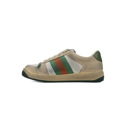 White Perforated Gucci Screener Low-top Lace-up Fashion Sneakers 01