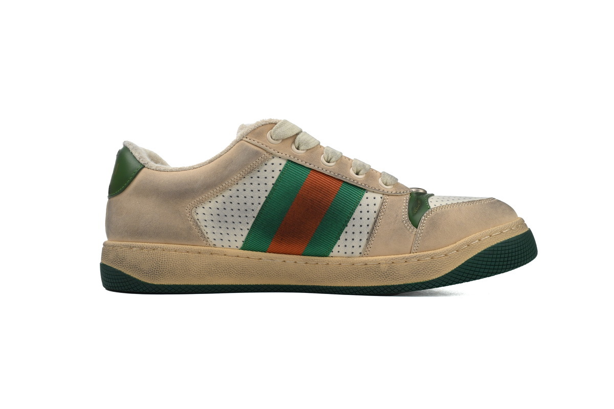 White Perforated Gucci Screener Low-top Lace-up Fashion Sneakers