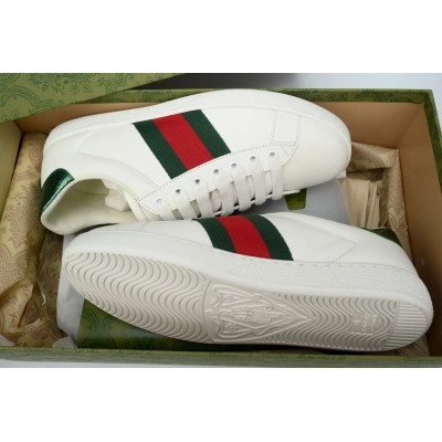 White Red Green Webbing GUCCI ACE E Leather Red Green Stripe Webbing Low-top Sneaker 02