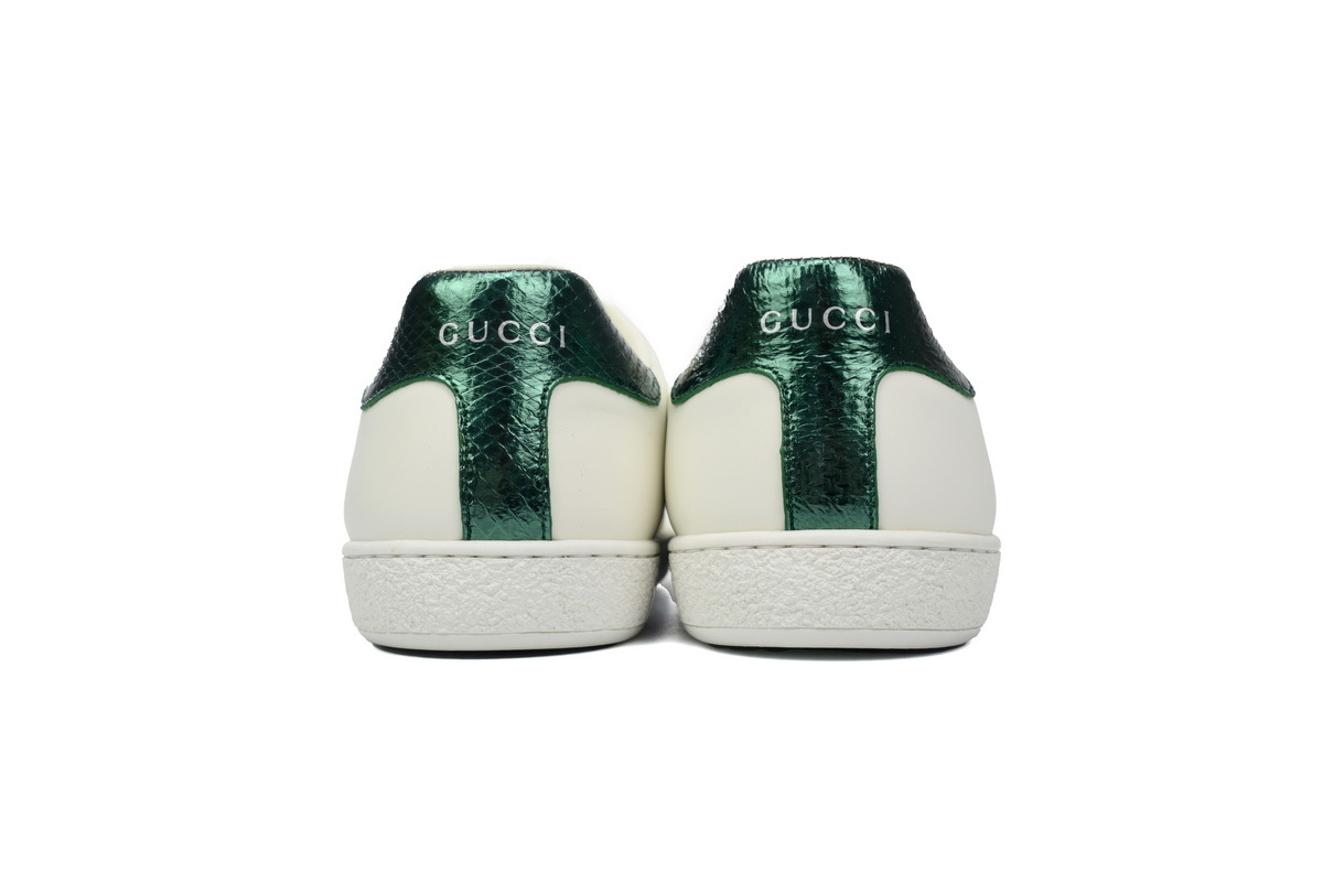 White Red Green Webbing GUCCI ACE E Leather Red Green Stripe Webbing Low-top Sneaker