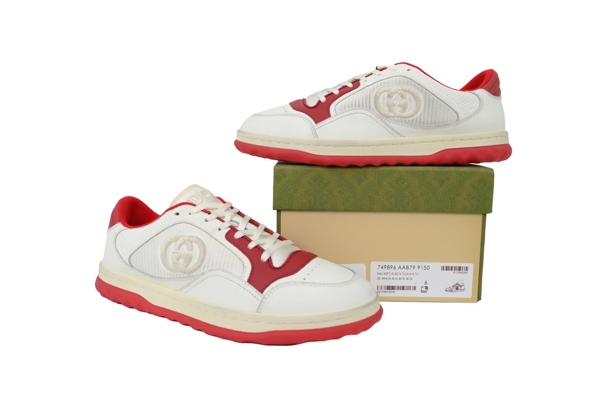 White Red Gucci MAC 80 Low-top Lace-up Fashion Sneakers