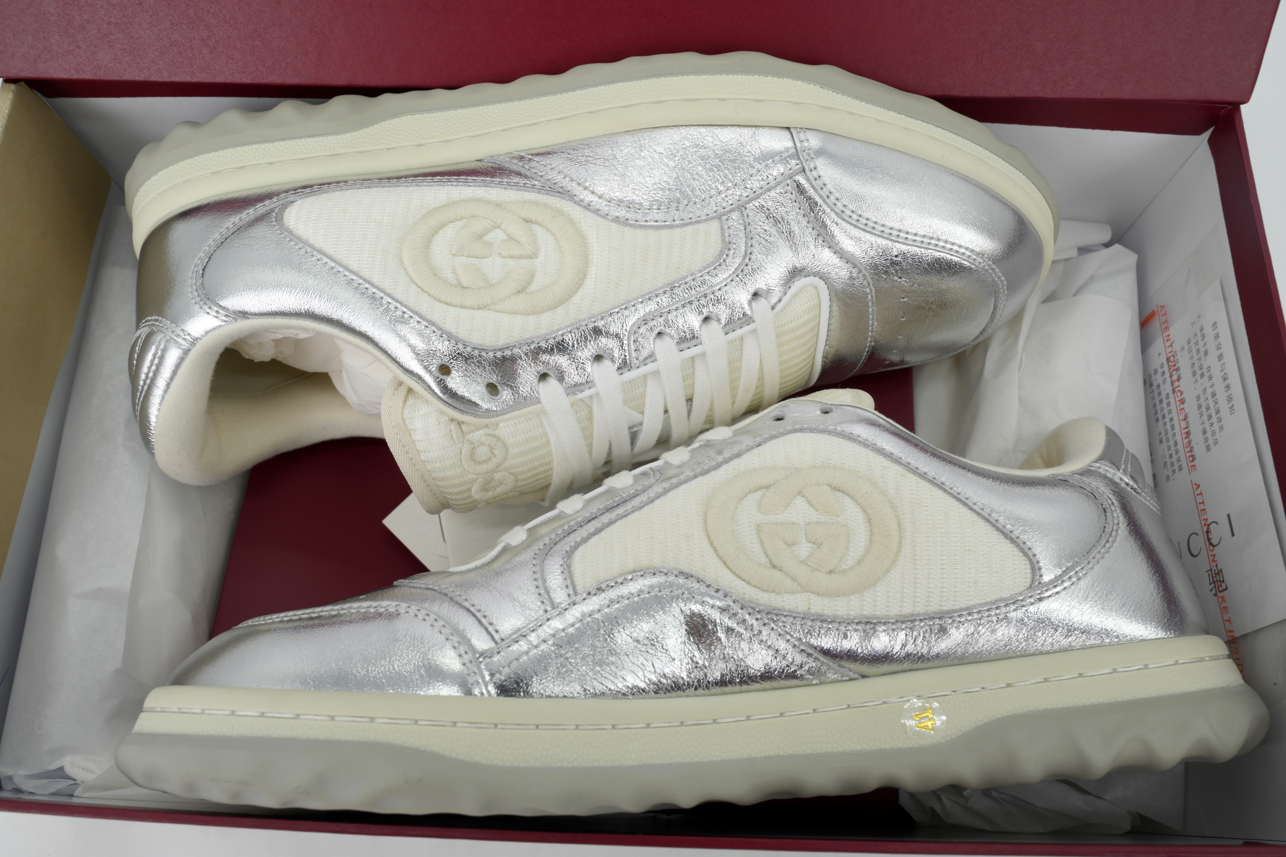 White Silver Gucci MAC 80 Low-top Lace-up Fashion Sneakers