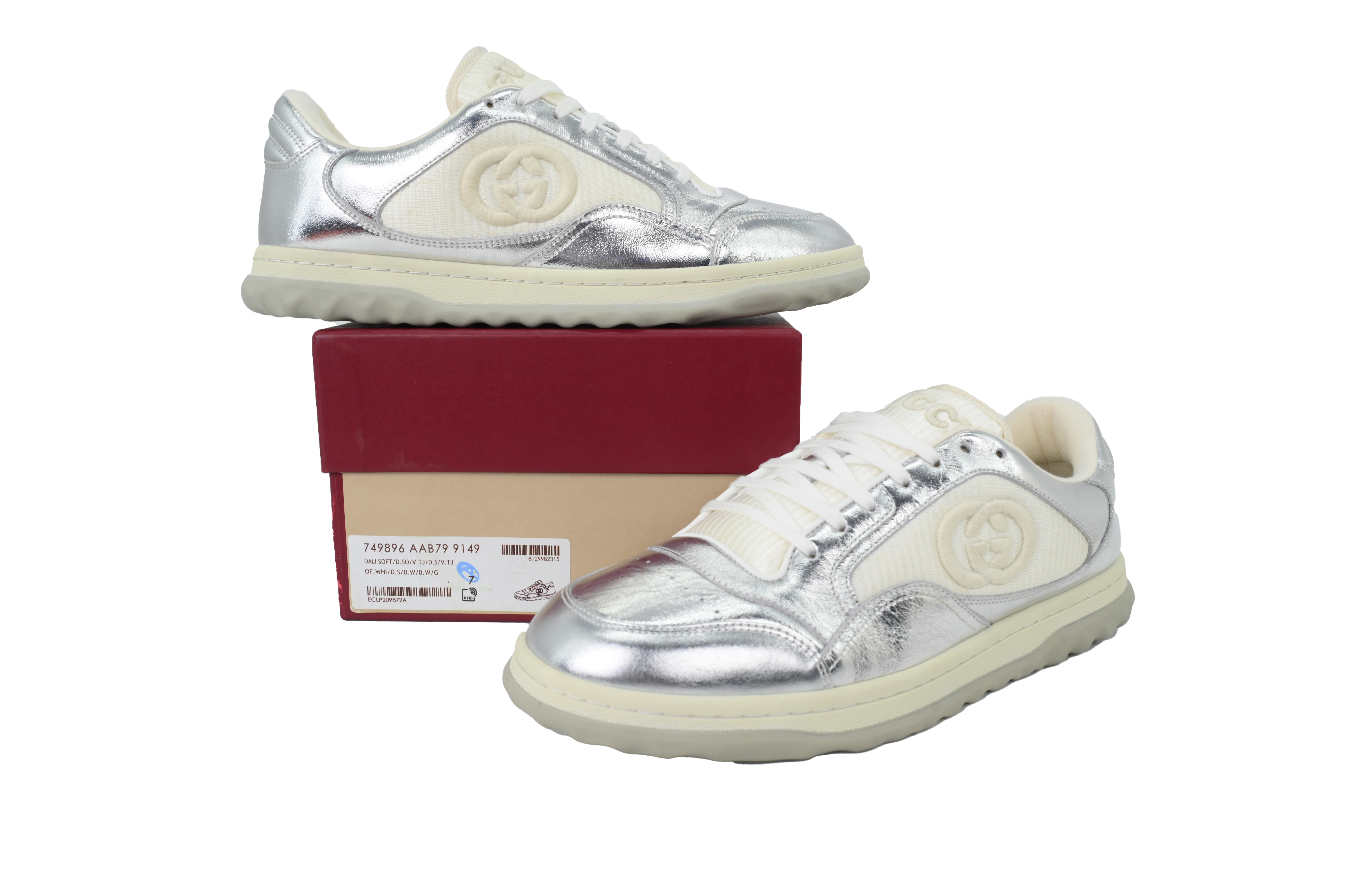 White Silver Gucci MAC 80 Low-top Lace-up Fashion Sneakers