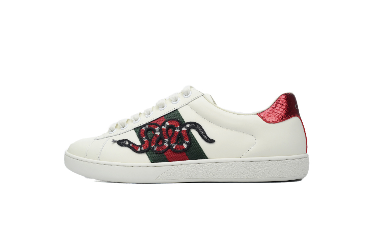 White Snake Year Limited GUCCI ACE E Cowhide Embroidered Coral Snake Casual Fashion Sneaker