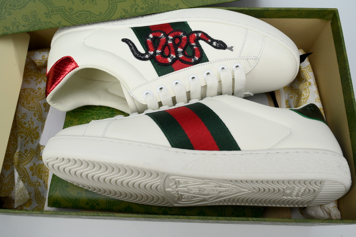 White Snake Year Limited GUCCI ACE E Cowhide Embroidered Coral Snake Casual Fashion Sneaker