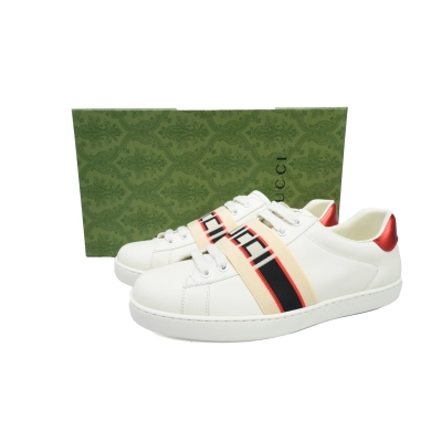 White Strap GUCCI ACE E Cowhide Gucci Stripe Fashion Sneaker 02
