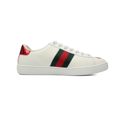 White with Heart GUCCI ACE E Leather Heart Pattern Low-top Sneaker 02
