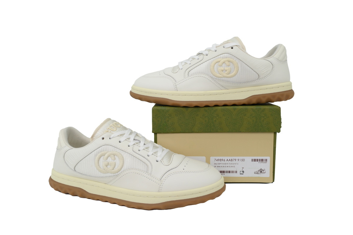 White Yellow Gucci MAC 80 Low-top Lace-up Fashion Sneakers