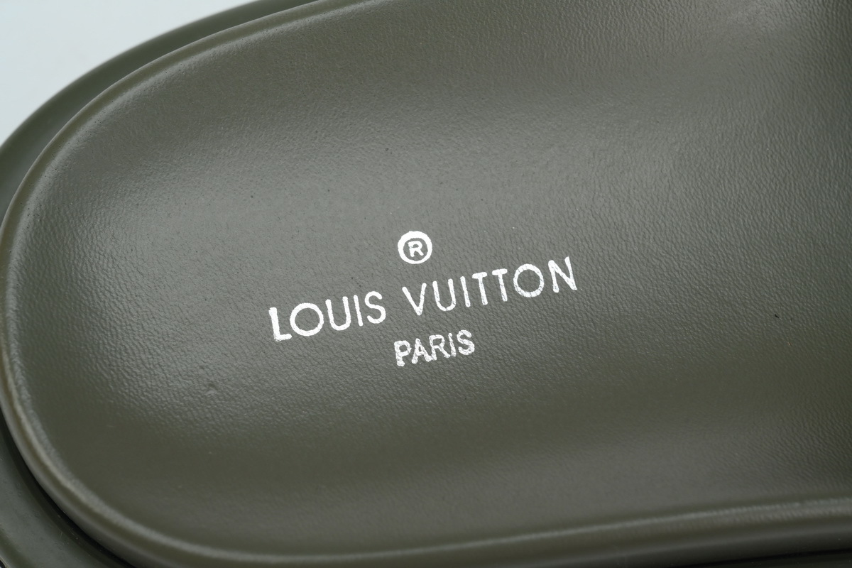  Army Green Relief LOUIS VUITTON Velcro Pool Slides Pool Pillow Comfort