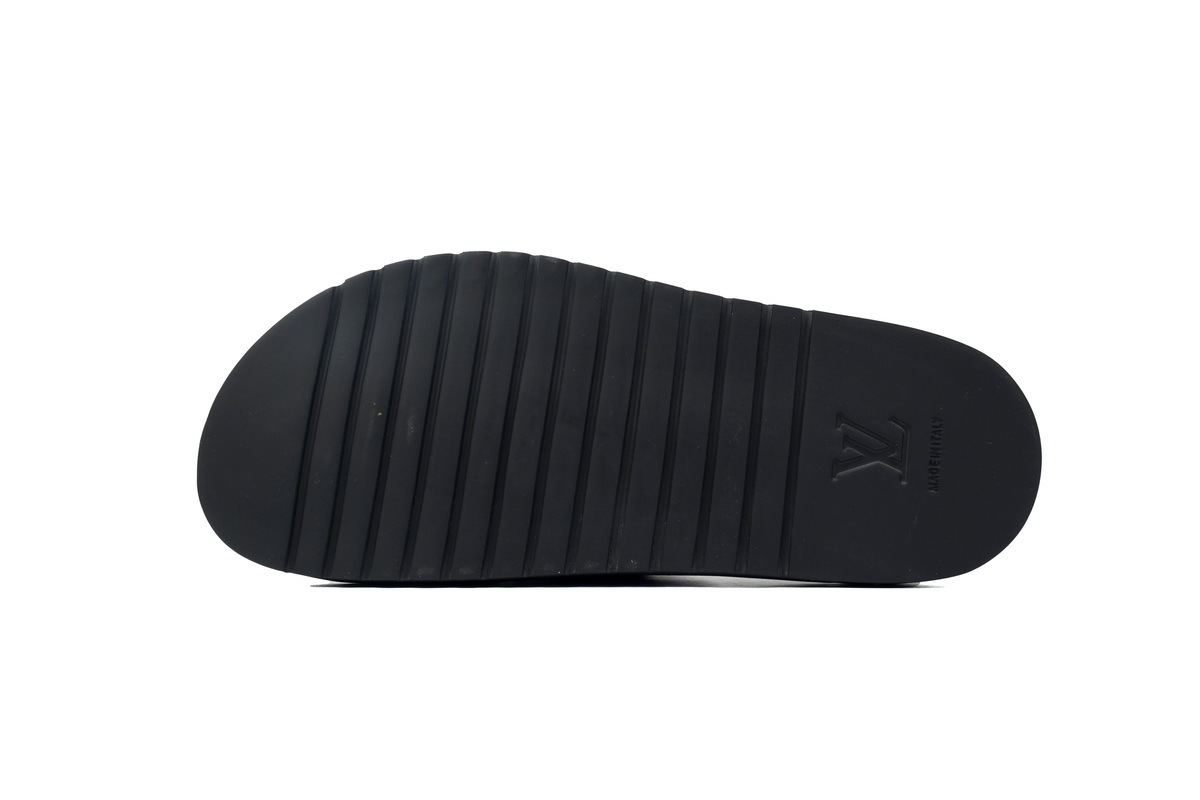  Black Embossed LOUIS VUITTON Miami Velcro Pool Slides