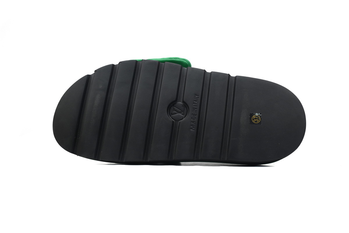  Black Green Fabric LOUIS VUITTON Velcro Pool Slides Pool Pillow Comfort