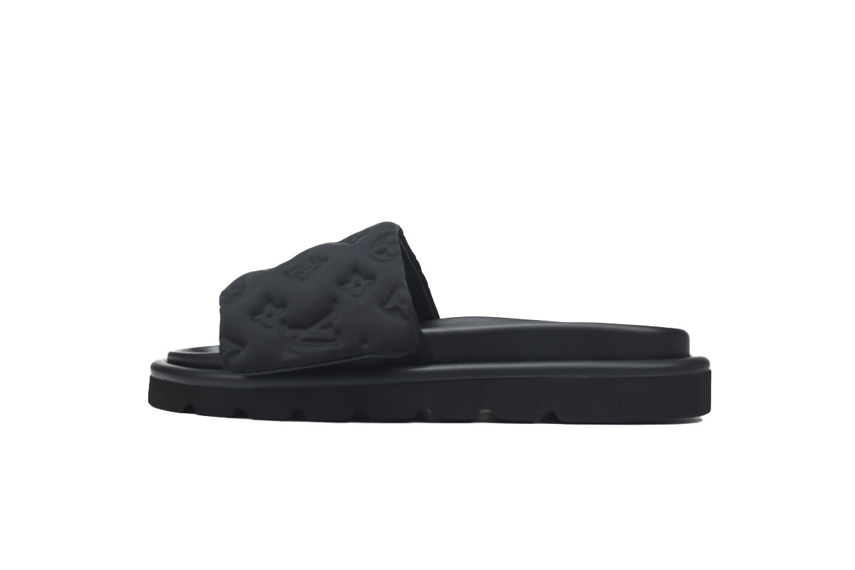  Black Relief LOUIS VUITTON Velcro Pool Slides Pool Pillow Comfort