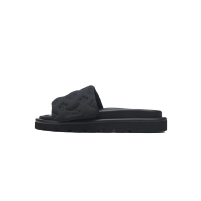  Black Relief LOUIS VUITTON Velcro Pool Slides Pool Pillow Comfort 01