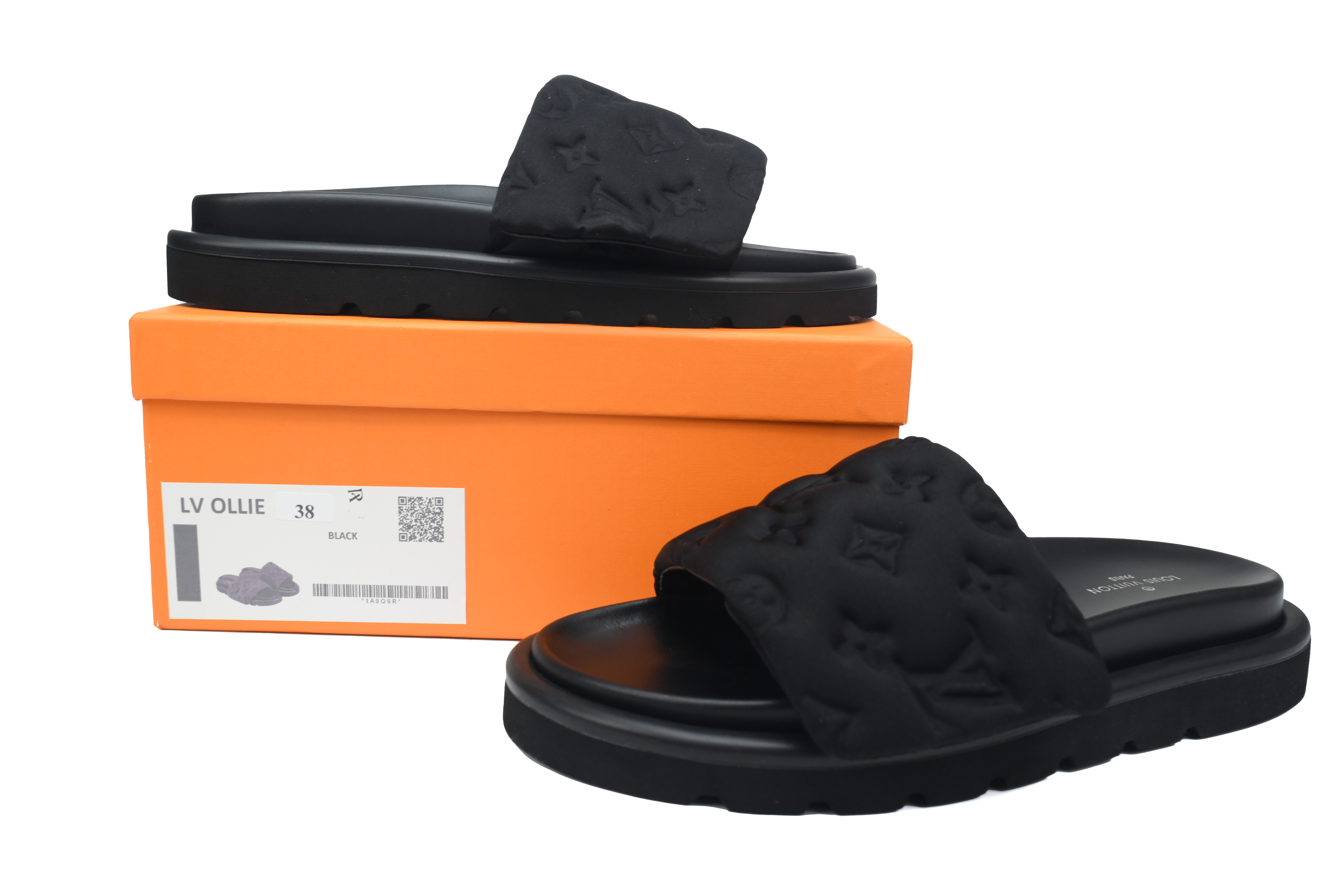 Black Relief LOUIS VUITTON Velcro Pool Slides Pool Pillow Comfort