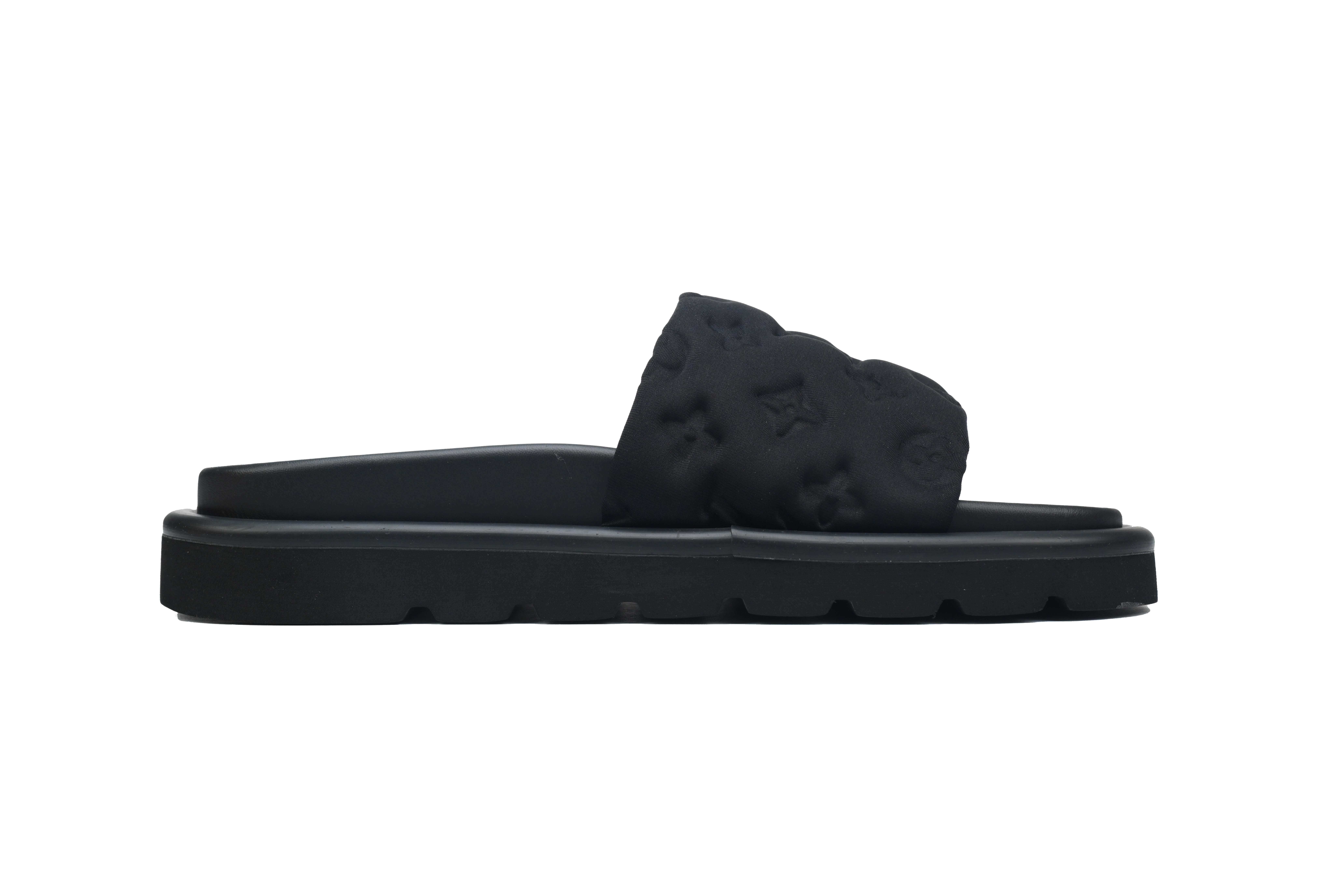  Black Relief LOUIS VUITTON Velcro Pool Slides Pool Pillow Comfort