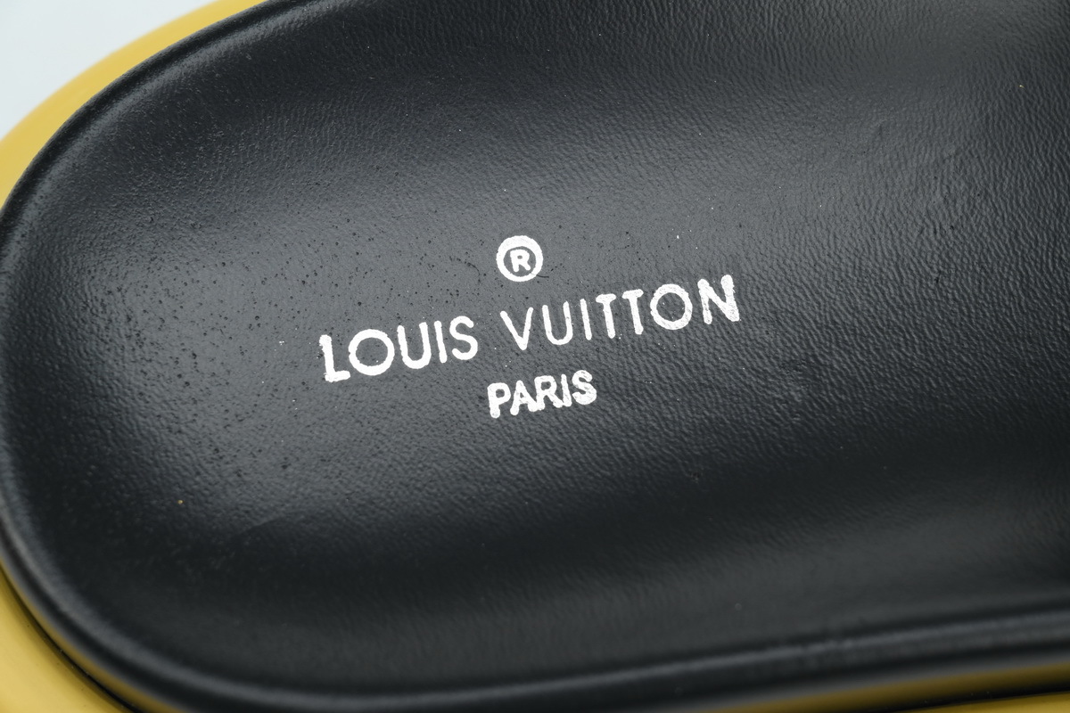  Brown Black Label LOUIS VUITTON Velcro Pool Slides Pool Pillow Comfort