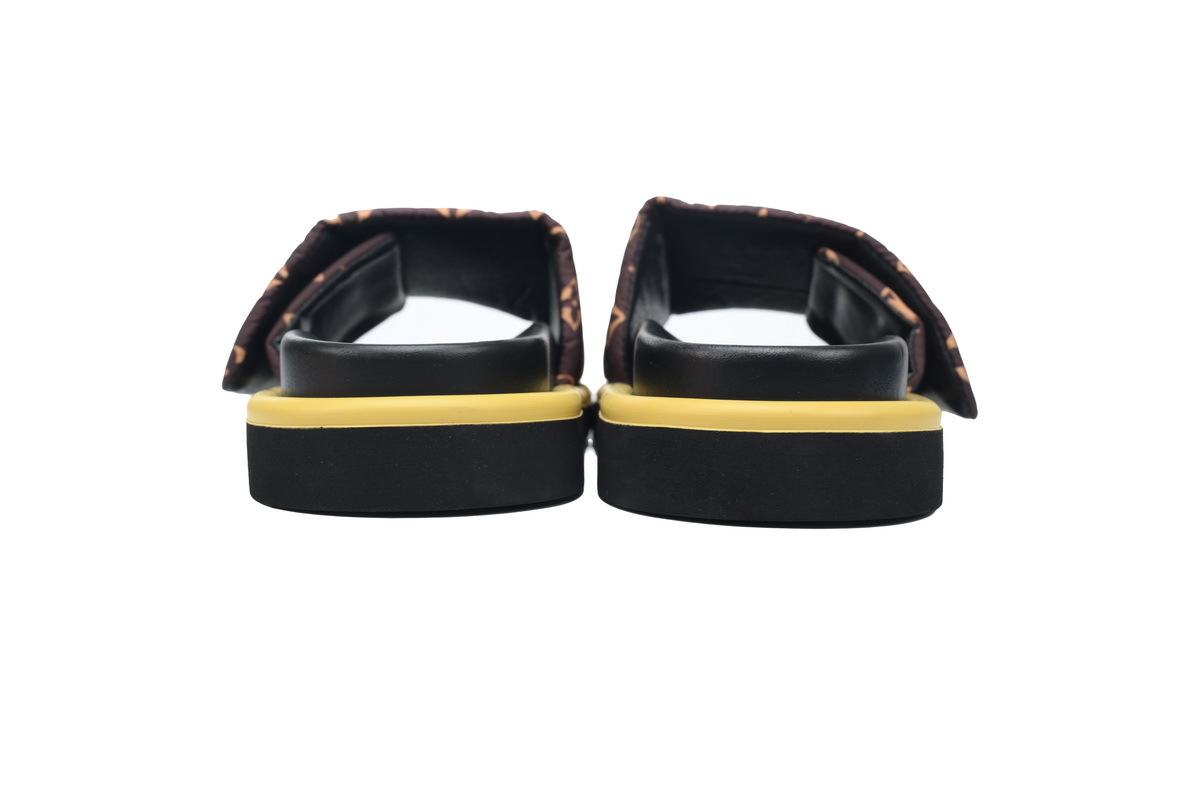  Brown Black Label LOUIS VUITTON Velcro Pool Slides Pool Pillow Comfort