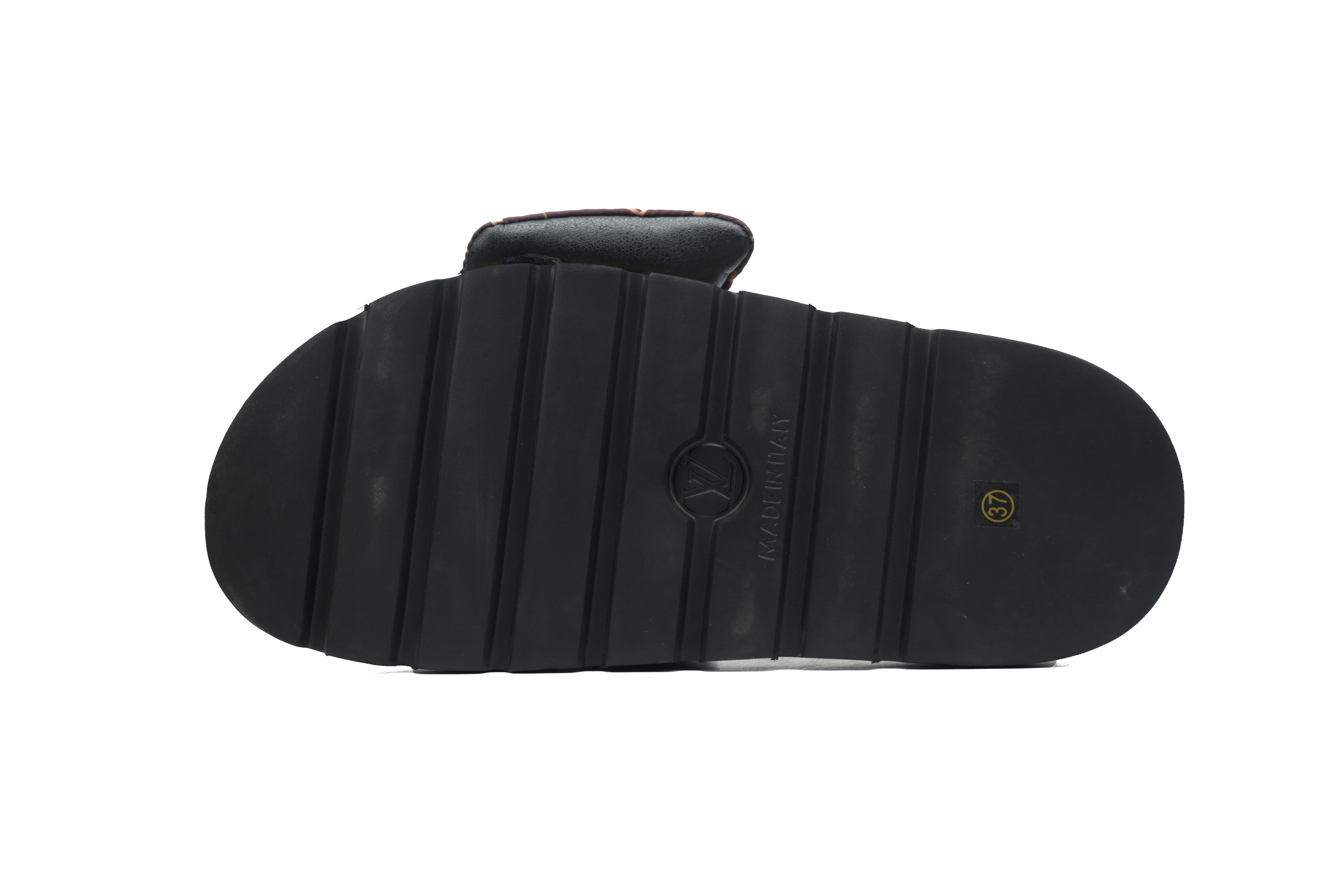  Brown Metal Label LOUIS VUITTON Velcro Pool Slides Pool Pillow Comfort
