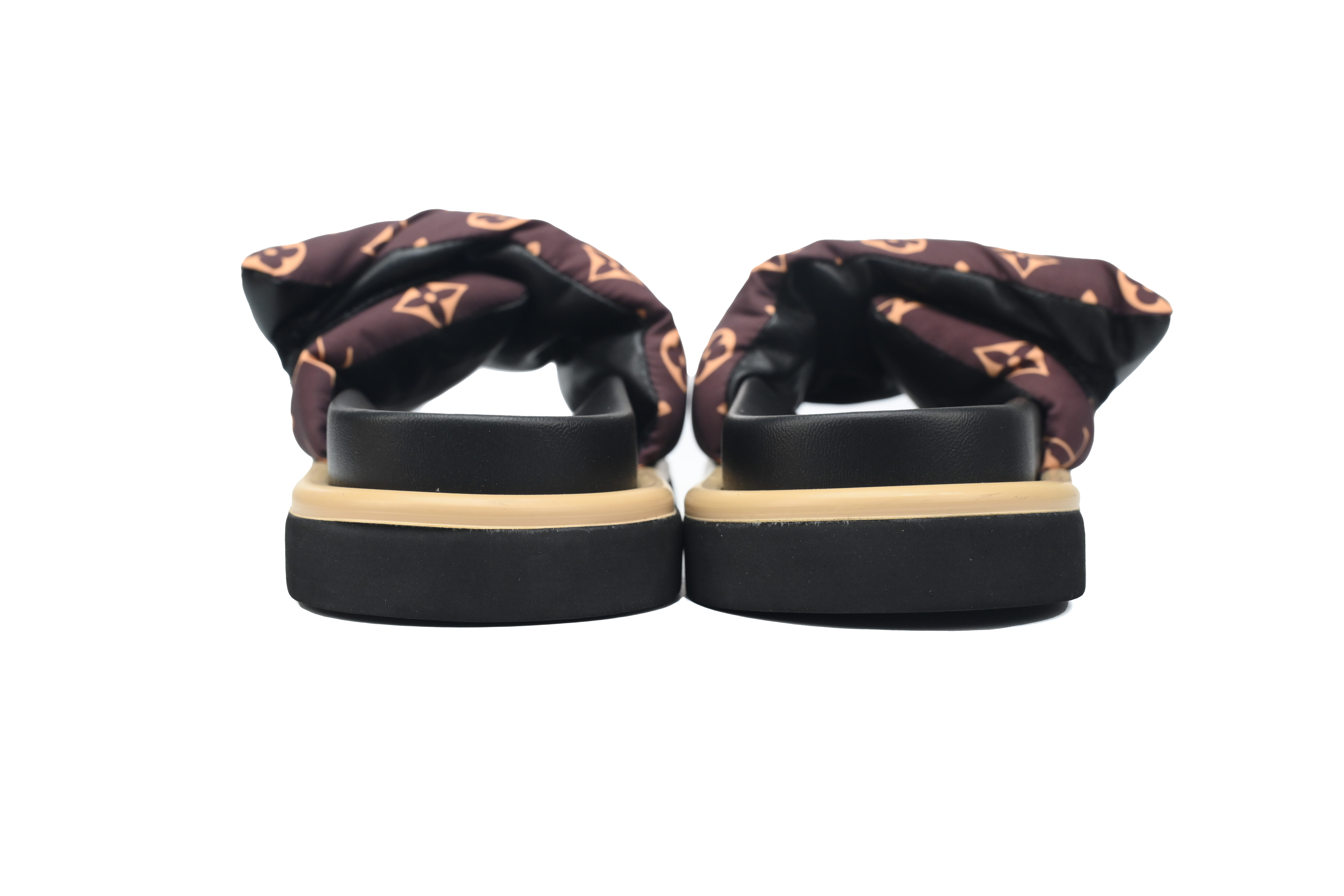  Brown Yellow Bread Pattern LOUIS VUITTON Velcro Pool Slides Pool Pillow Comfort